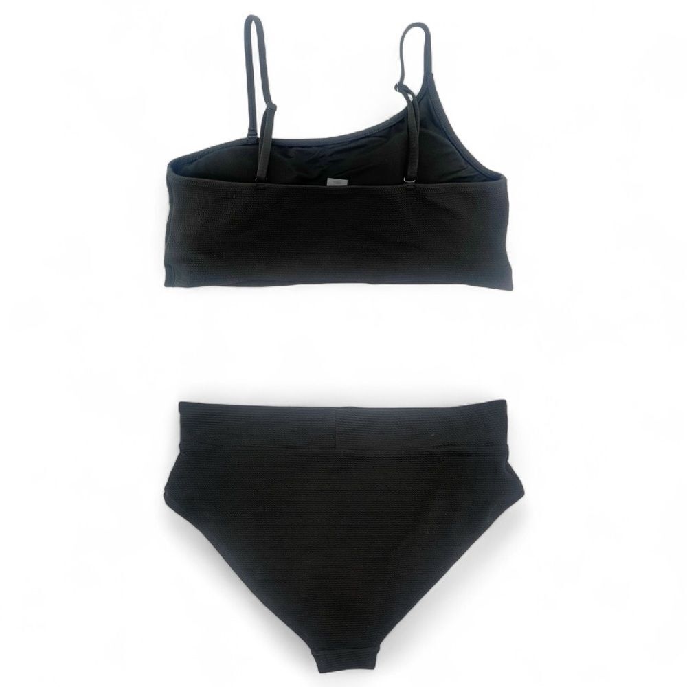 Old Navy Pucker Convertible One Strap Bandeau Bikini Two Piece Black Size XL/XXL - Picture 2 of 14